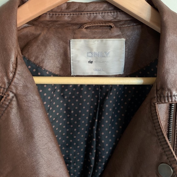 ONLY Brown Pleather Jacket - Picture 3 of 8